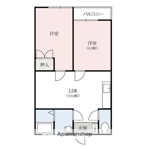 レジデンスOK(2LDK/3階)の間取り写真