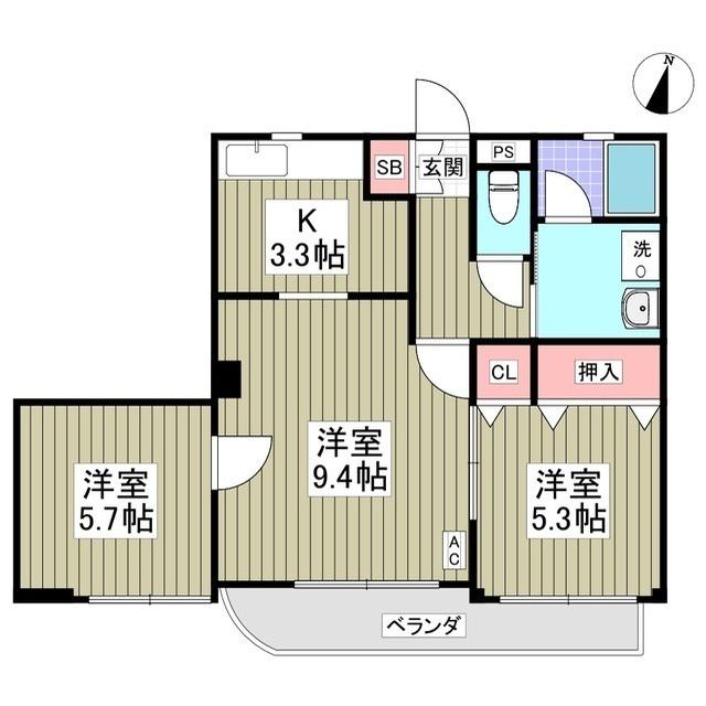 ロイヤルマンション・ぺぺ(3K/3階)の間取り写真