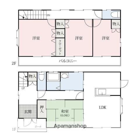 両毛線 国定駅 徒歩47分 2階建 築25年(4LDK)の間取り写真