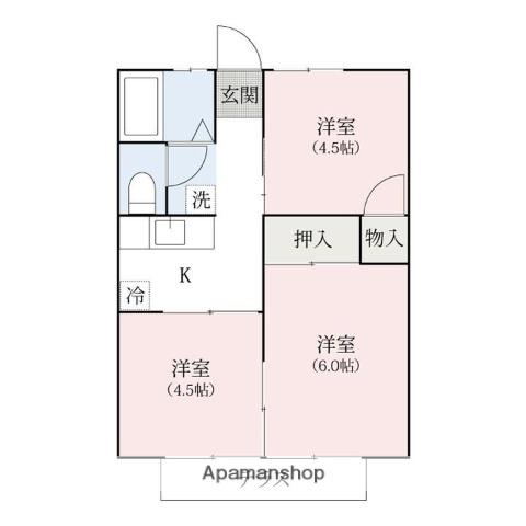 CASA FOREST(3K/1階)の間取り写真