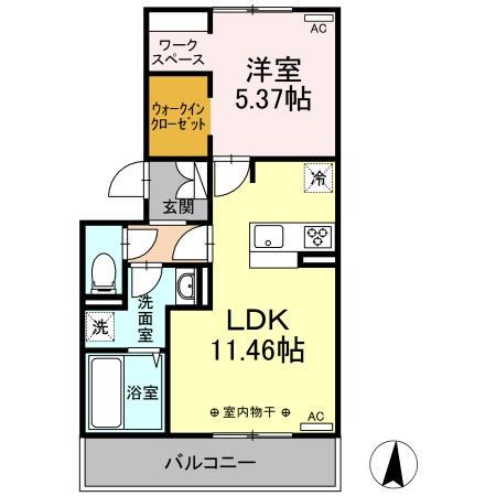 ISHIKAWA HILLS Ⅸ(1LDK/3階)の間取り写真