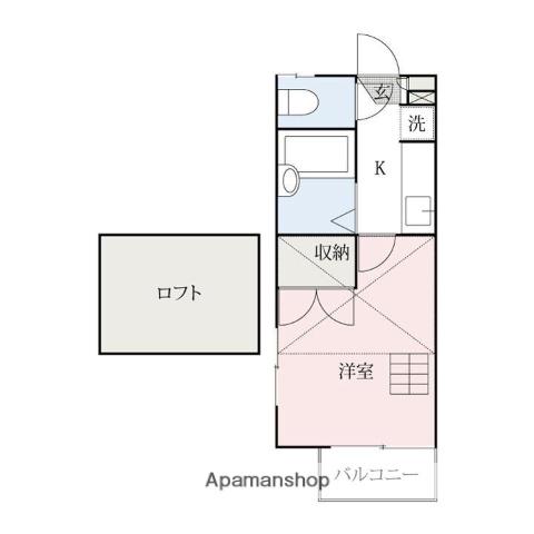 桐生ウィンハイツ(1K/2階)の間取り写真
