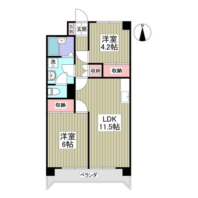 ハイツ荒川(2LDK/1階)の間取り写真