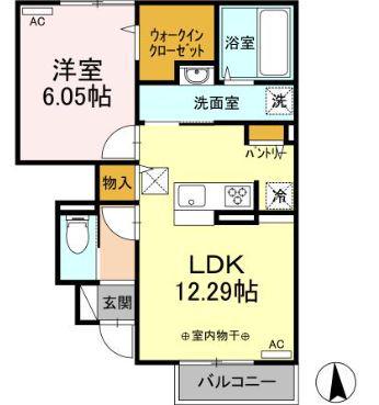 ローズA(1LDK/1階)の間取り写真