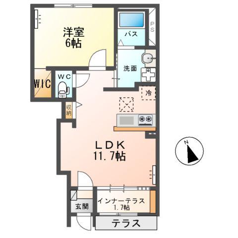 カルテットY(1LDK/1階)の間取り写真
