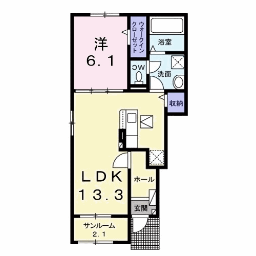 レジデンス フジ B(1LDK/1階)の間取り写真