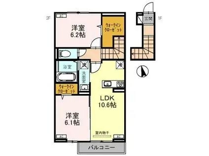 D-ROOM醒(2LDK/2階)の間取り写真