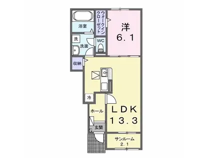 エクセレントK602 A(1LDK/1階)の間取り写真