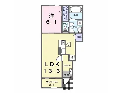 エクセレントK602 B(1LDK/1階)の間取り写真