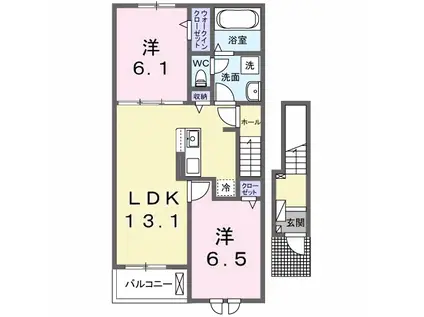 エクセレントK602 B(2LDK/2階)の間取り写真