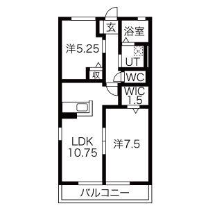 プリムヴェール(2LDK/2階)の間取り写真