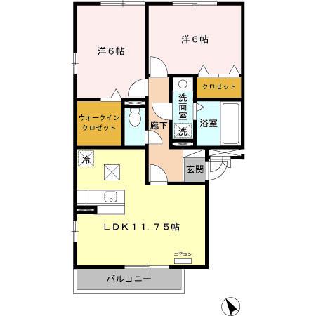 フローラM2(2LDK/1階)の間取り写真