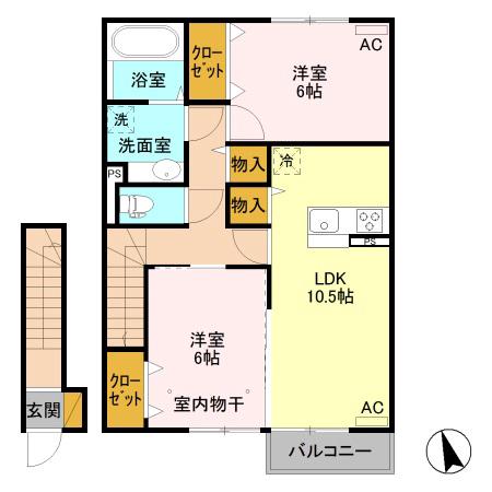 モデナ A(2LDK/2階)の間取り写真