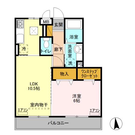 ハイグレードみずほ野2(1LDK/1階)の間取り写真