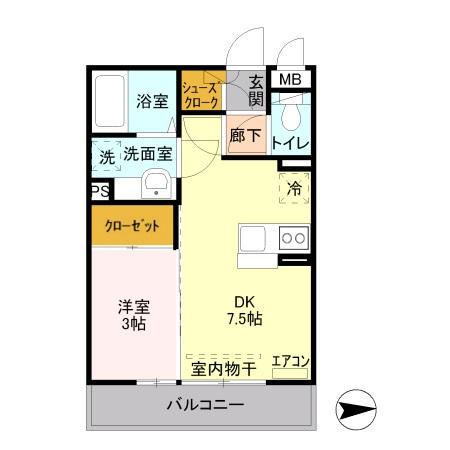 オルタシア カツラ(1DK/2階)の間取り写真