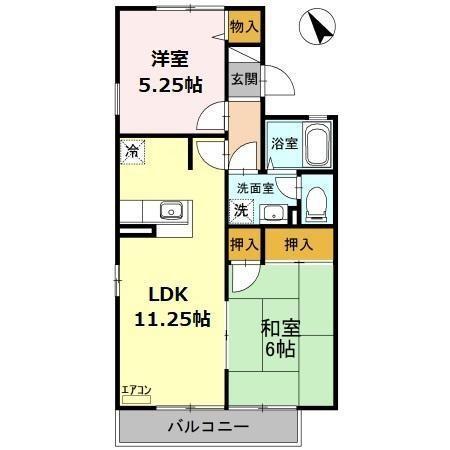 モービルガーデン山田 壱番館(2LDK/2階)の間取り写真