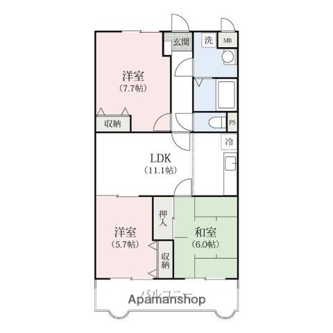シャルマンM(3LDK/3階)の間取り写真