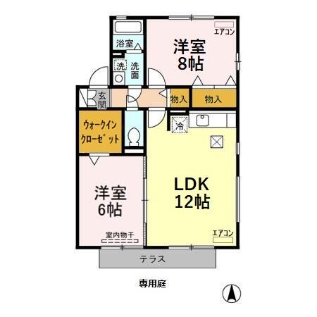 プランドール(2LDK/1階)の間取り写真