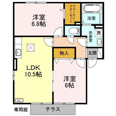 スクエアガーデン A(2LDK/1階)の間取り写真