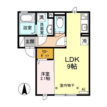 ラ・ステラ太田町(1LDK/2階)の間取り写真