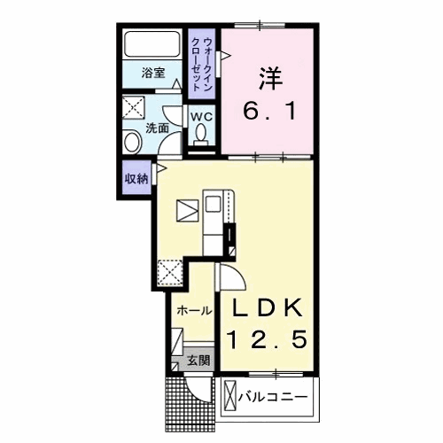 ソラーナ A(1LDK/1階)の間取り写真