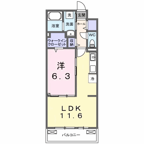 クラール 今泉(1LDK/3階)の間取り写真