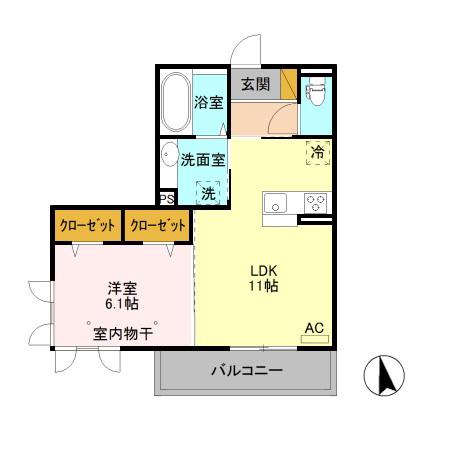 ル リッシュC(1LDK/3階)の間取り写真