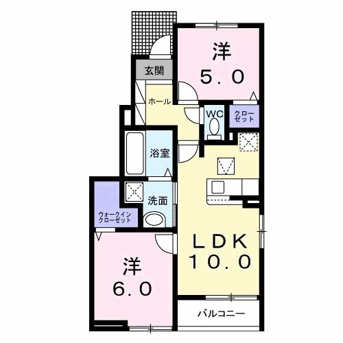 モルト・フェリーチェB(2LDK/1階)の間取り写真