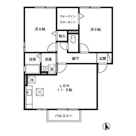 リベェルティA/B/C/D(2LDK/1階)の間取り写真