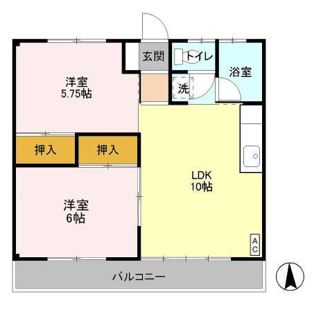 MBCハイツA(2LDK/1階)の間取り写真