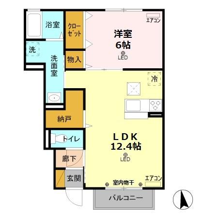 ドルチェI(1LDK/1階)の間取り写真