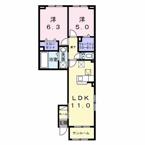 コンフォートパレス(2LDK/1階)の間取り写真