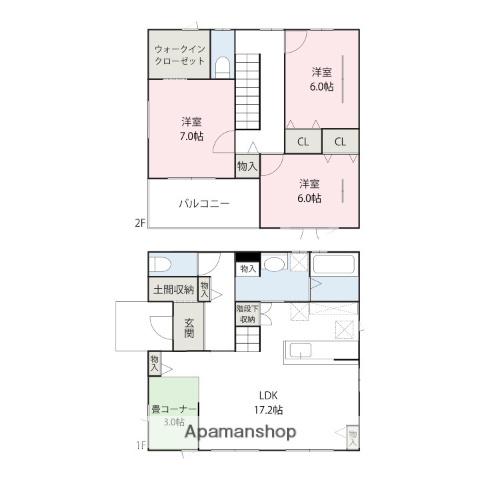両毛線 伊勢崎駅 徒歩30分 2階建 築1年(3LDK)の間取り写真