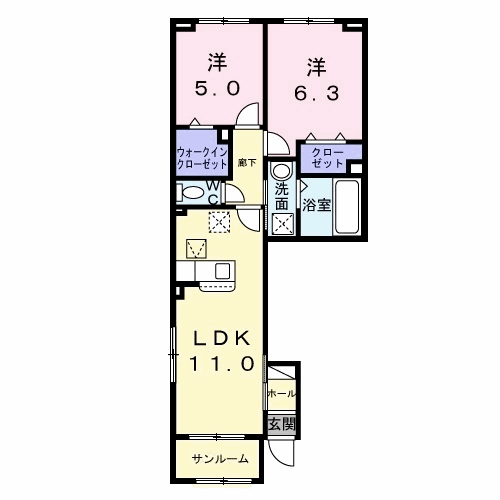 パーチェ(2LDK/1階)の間取り写真
