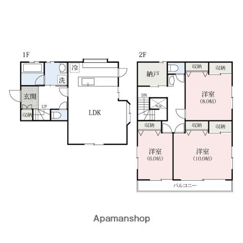 東武伊勢崎・大師線 新伊勢崎駅 徒歩13分 2階建 築32年(3SLDK)の間取り写真