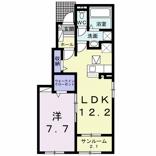 ルパルク Ⅰ(1LDK/1階)の間取り写真