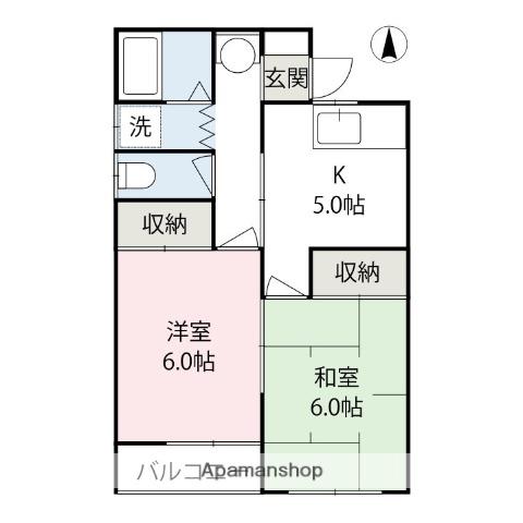 ミラハイツB(2K/2階)の間取り写真