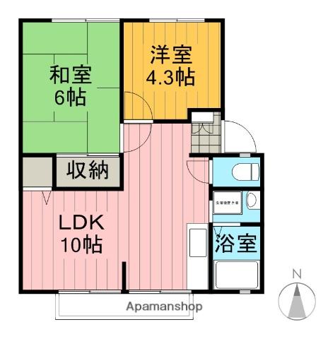 ハイツKAMEI(2LDK/2階)の間取り写真