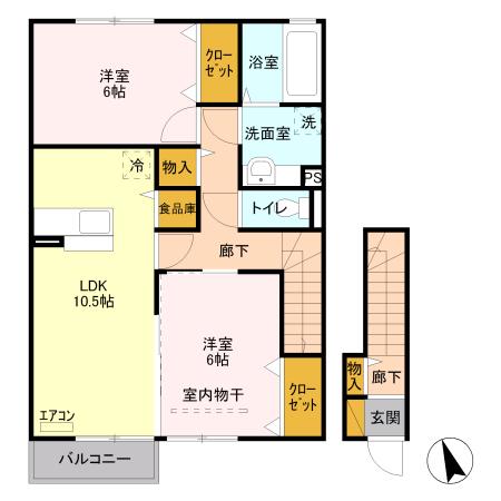 ブレシアカツラ(2LDK/2階)の間取り写真