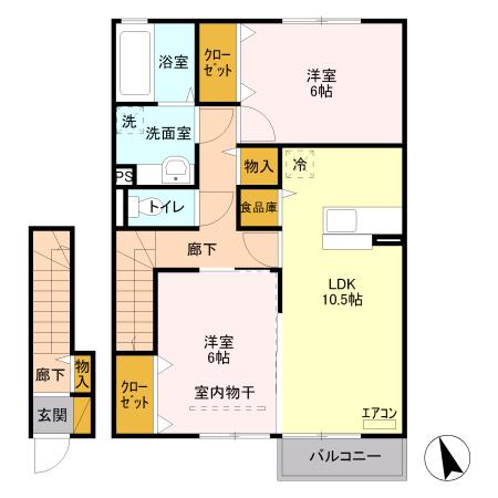 ブレシアカツラ(2LDK/2階)の間取り写真