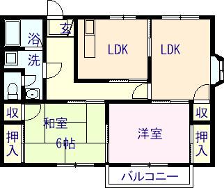 K-PLAZA(2LDK/2階)の間取り写真