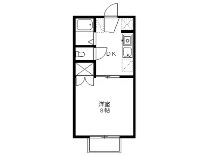 鼻高フラットA(1K/2階)の間取り写真