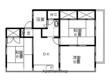 リバーサイド松村(3DK/2階)の間取り写真