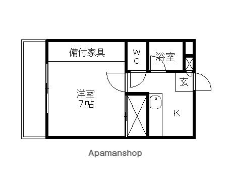 アシエヒルズ(1K/2階)の間取り写真
