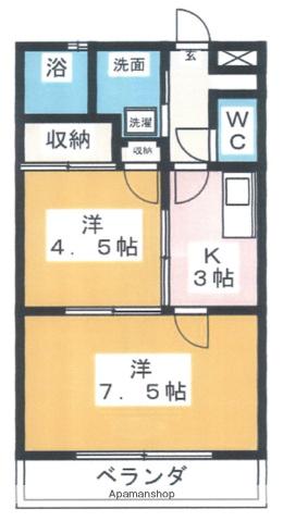 ブレーンハイム柴山(2K/2階)の間取り写真