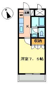 サンクリスタル(1K/2階)の間取り写真
