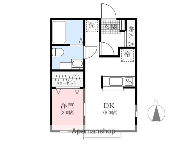 パール・メゾンⅠⅡ(1DK/2階)の間取り写真