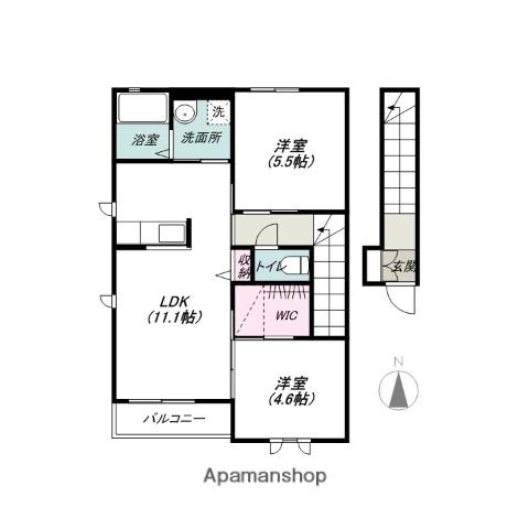 ビエントC(2LDK/2階)の間取り写真