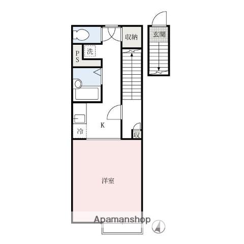 ソレイユ(1K/2階)の間取り写真
