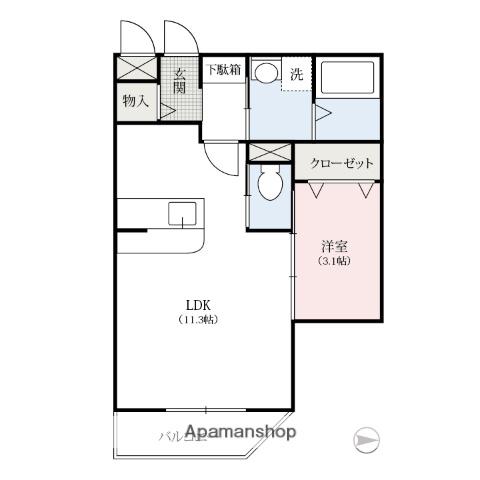 ラバーゼ(1LDK/1階)の間取り写真